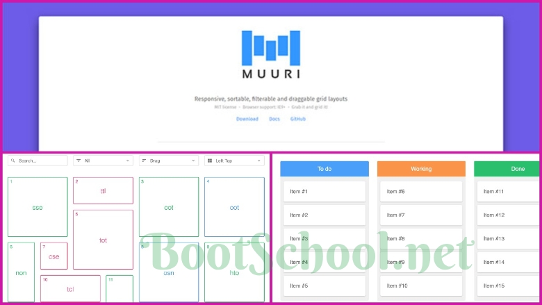 Muuri.js– 一款神奇的能够实现瀑布流、任务看板，支持响应式、可排序、可过滤和可拖动的网格布局插件